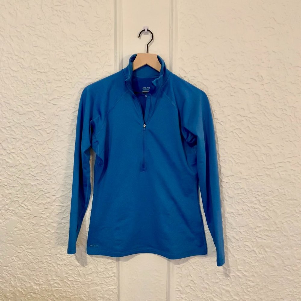 Nike Pro Half Zip Pullover | Light Blue | Size L